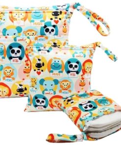 ミャオッティ おむつポーチ 防水 3点セット 防水バッグ おむつ替え おしりふき ベビーカー 外出用 ポリエステル( マルチカラー)