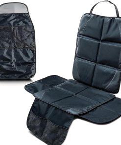 キックガード付き チャイルドシート用 保護マット ISOFIX対応 車 シートカバー 汚れ防止 傷防止(ブラック)