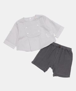 petit main ベビー スクエアブラウス＋パンツセット