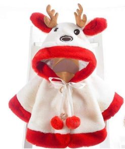 【送料無料】サンタマント サンタ ポンチョ 子供 ベビー ロンパース コスチューム ベビーマント キッズ 鹿柄 衣装