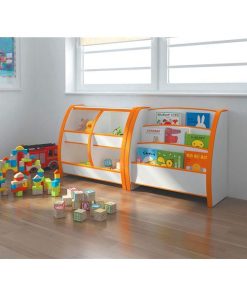 子供用 ブックシェルフ/本棚 〔スリムタイプ オレンジ〕 幅50.7cm 日本製 知育家具 EVAキッズシリーズ えほんたて 〔完成品〕