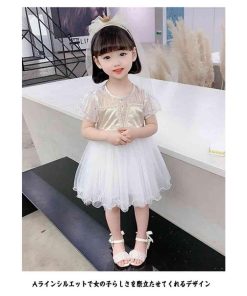 送料無料 2点セット ウエディング ベール パーティードレス フォーマルドレス 子供 ワンピース カチューシャ チュール 女の子 レース お姫様 遊戯