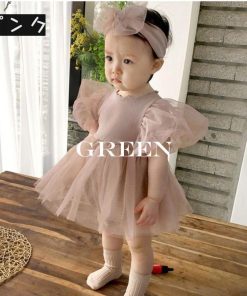 ベビー ワンピース ドレス ロンパース 女の子 セレモニードレス チュール ヘアバンド ベビードレス ハーフ バースデー 衣装 結婚式 1歳 誕生日 100日 お宮参り