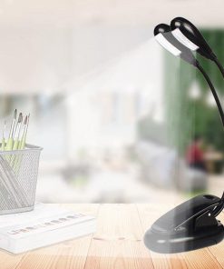 クリップ型フレキシブルスタンドライト 2本 4灯LED ブックライト 譜面台ライト 持ち運びも便利 方向調節自由 乾電池またUSB給電 点灯調節可 四灯 BOOKL22