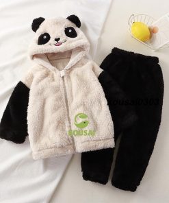 パンダ パジャマ ルームウェア ウサギ クマ アニマル コーラルフリース 秋冬 上下セット 子供 女の子 男の子 ベビー 暖かい 長袖 もこもこ ふわふわ 部屋着